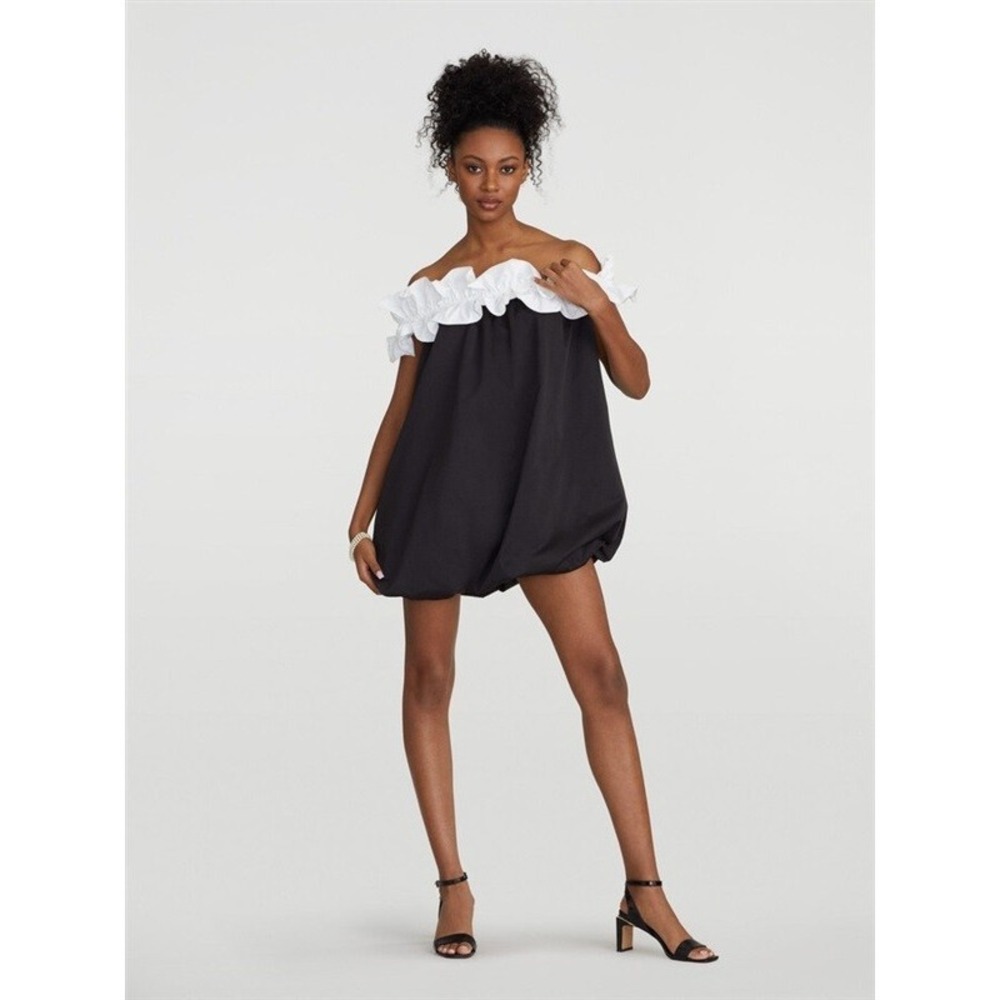 NWT Gabrielle Union XXL Black White Off Shoulder Bubble Dress 128190